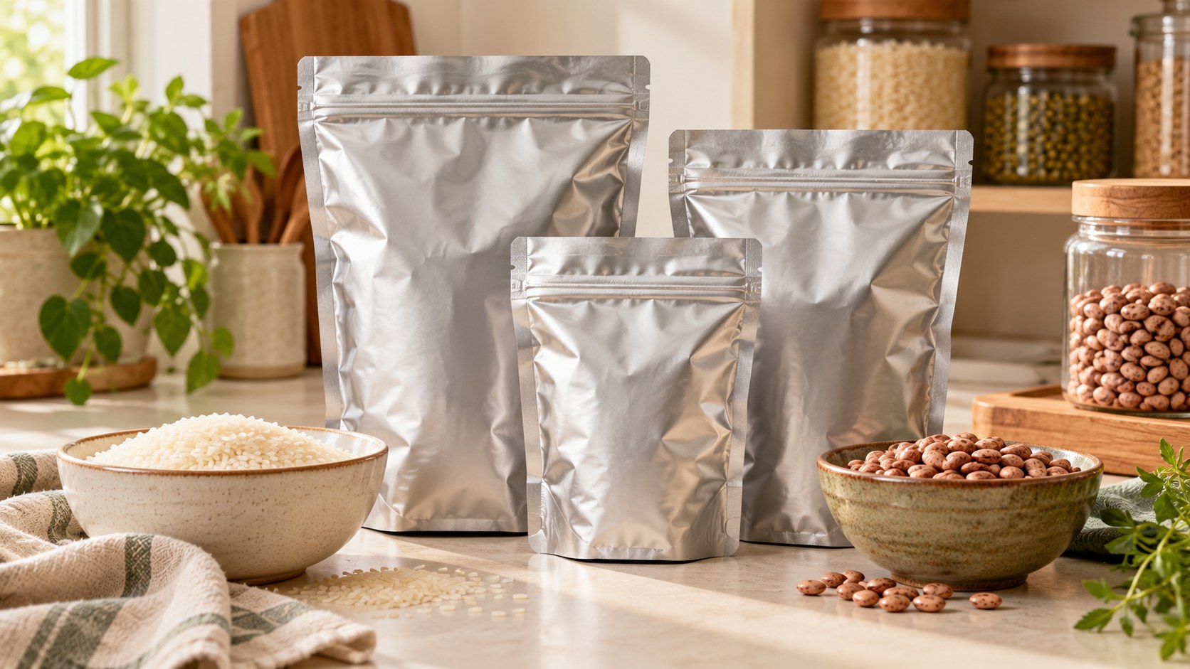 Mylar bags for dry food storage